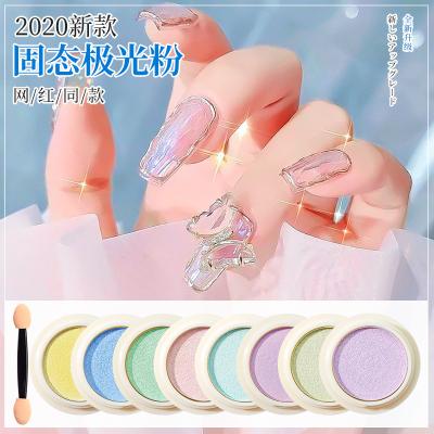 China Nail Charms Jewelry 1 Pot Nail Glitter Magic Mirror Powder Soluble Titanium Nail Art Decal Manicure Metallizing Powder Dust DIY Easy Apply for sale