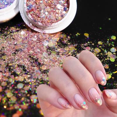 China Sprinkle Translucent Hexagon Powder Nail Art Decorations Holographic Nail Glitter 3D Glitter Mermaid Titanium Mirror Glitter Flakes Nail Glitter Manicure Decor for sale