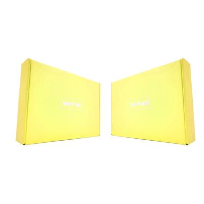 China Recyclable Collapsible Corrugated Yellow Bulk Boxes For Underwear Packaging for sale