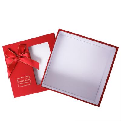 China Wholesale Recyclable Clear Window Cardboard Square Red Custom Jewelry Boxes Packaging for sale