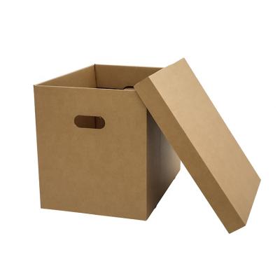 China Folding Paper Boxes Nature Corrugated Cardboard Storage Drawers With Two Holes In Two Sides For 2 Pieces for sale