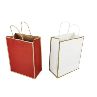 China Factory wholesale recyclable biodegradable custom twist handle red color logo coffee paper bags for sale