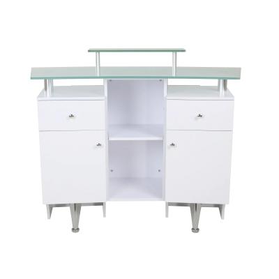 China Modern large workspace reception lounge reception spa and white receptionist counter in USA warehouse for sale