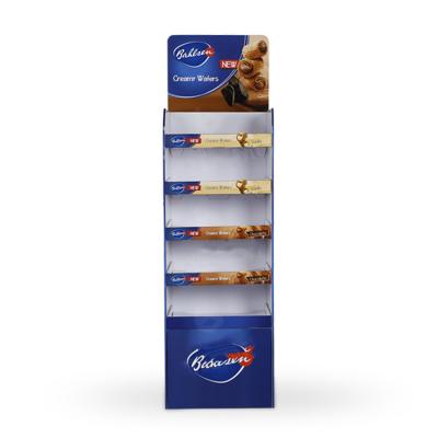 Cina cartone pop up display stand 4 strati piccoli cartoni display biscotto cioccolato cartone ripiani per display a pavimento in vendita