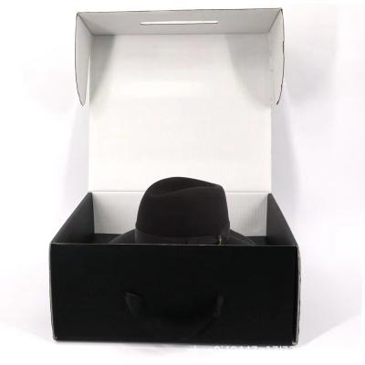 China Custom Folding Corrugated Cardboard Black Shipping Hat Box Durable for sale