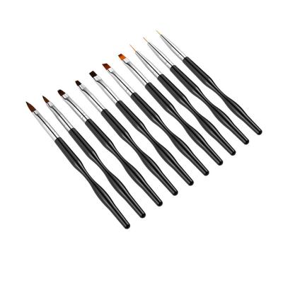 China 2021 Professional Multi-Function Synthetic Fiber Hair Handle Nail Art Black Plastic Pickup Brush for sale