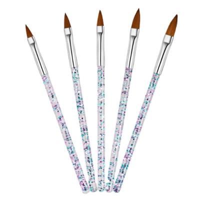 China Custom Nail Diamond Handle Flat Crimp Nail Art Brush Acrylic Nail Art Brush Set for sale