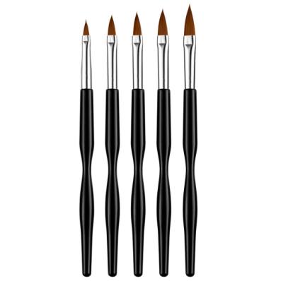 China Wholesale Black 5pcs/Set Nail Handle Nail Paint Sculpting Manicure Tool Nail Art Nail Powder Brush for sale