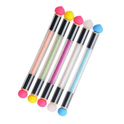 China DIY Nail Art 4 In One Head 2 Head Colored Silicone Sealant Nail Brush Diamond Handle Silicone Nail Brush for sale