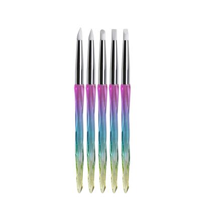 China 5pcs/set NAIL Handle 5pcs/set Acrylic Progressive Nail Silicone Brush Nail Brush Nail Art Silicone Pen for sale