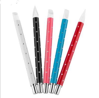 China Hot Sale 5pcs/set Colorful NAIL Handle Nail Brush Silicone Nail Art Silicone Punching Machine Brushed Metal Handle for sale