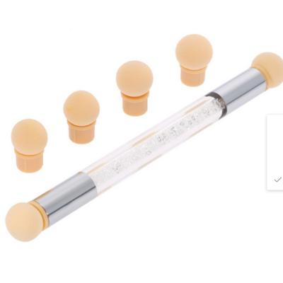 China DIY Nail Art Gradient Brush Pen Shading Dual Sponge Rhinestone Handle DIY Main Sponge Nail Brush for sale