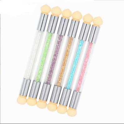 China DIY Nail Art Nail Tools Gradient Nail Sponge Brush Blending Double Head Push Nail Exchangeable Washable Pen for sale