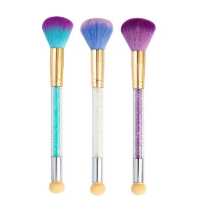 China Colorful NAIL Nails Dust Clean Brush With Faux Stone Sponge Dizzy Pen Brush Dual-Use Nail Art Dust Brush for sale