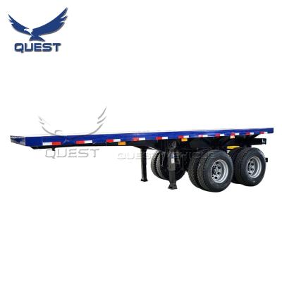 China Truck Trailer 2Axle 20ft 40ft 40ft Flatbed Container Semi Trailer New Flat Bed Truck Chassis 3 Axle For Sale for sale