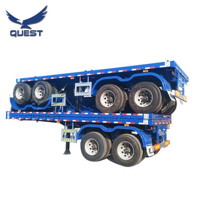 China Truck trailer SEARCH VEHICLE 2 axles container loading 20ft flat bed semi trailer for sale for sale