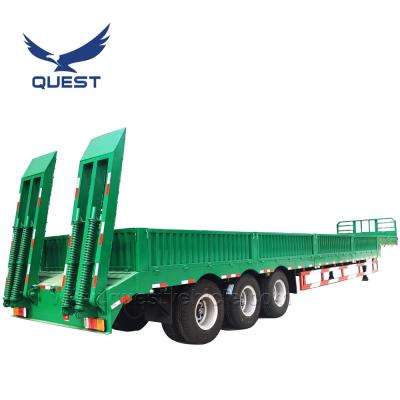 China Lowbed truck trailer 3axles 60ton semi trailer with side wall tractor truck trailer low bed for sale