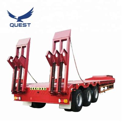 China Truck trailer heavy machinery hauling 60 tons hydraulic low bed semi trailer with side to widen fender trailer tow dolly for sale