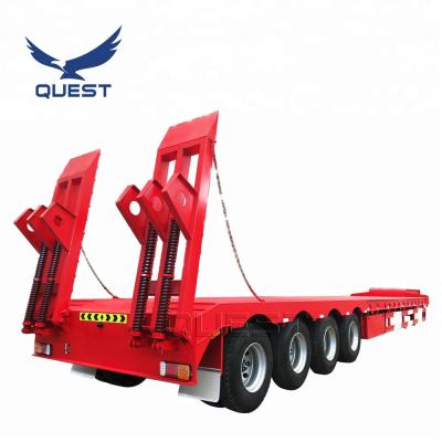 China SEARCH Truck Trailer 50-80 Tons Low Low Bed Loaders Flatbed Semi Extendable Trailer 4 Axles Rear Loading Trailer Lowbed for sale