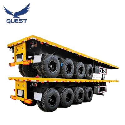 China RESEARCH 4 axles 80ton 40ft 45ft flatbedtruck trailer flat bed container semi trailer truck for Senegal for sale