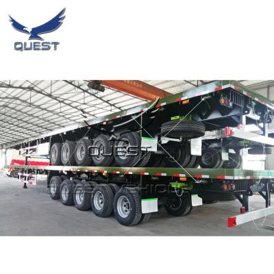 China Extendable Flatbed Truck Trailer RESEARCH 5 Axles Flat Bed Trailer 13m-16m Truck Trailers With Air Suspension for sale