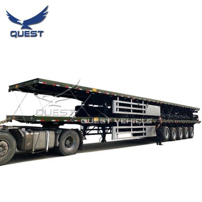 China SEARCH 40ft truck trailer 45ft 5 axle cargo transport trailer flatbed chassis shipping container flatbed semi trailer with twist lock for sale