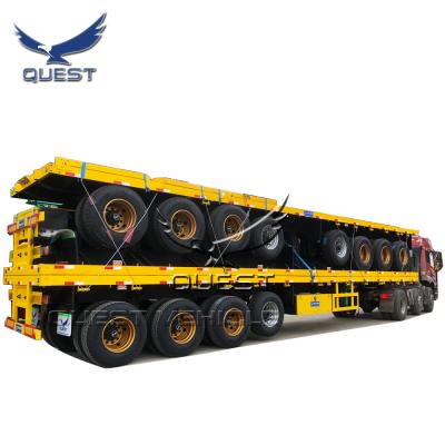 China Factory Direct Truck Trailer Price 50 Ton Axle Semi Container Flatbed Trailer Triple, 40ft Flat Bed Semi Trailer For Sale for sale