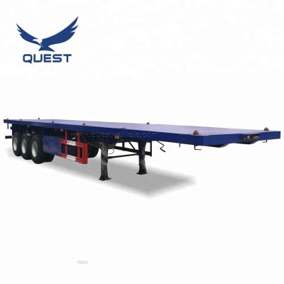 China Truck trailer made in China OEM customized 50tons 3 axle 40ft or 20ft used flatbed semi trailer container truck trailer for sale for sale