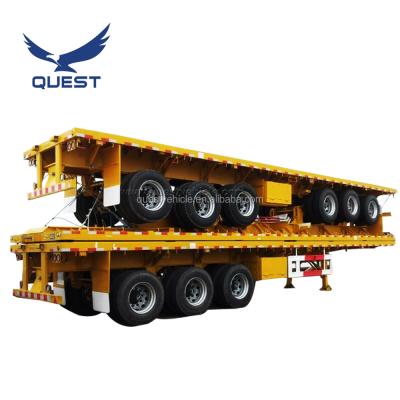 China RESEARCH 40 Axle Truck Trailer Flatbed Trailer Flatbed Truck Container Semi Trailer 3 Axle Feet for sale