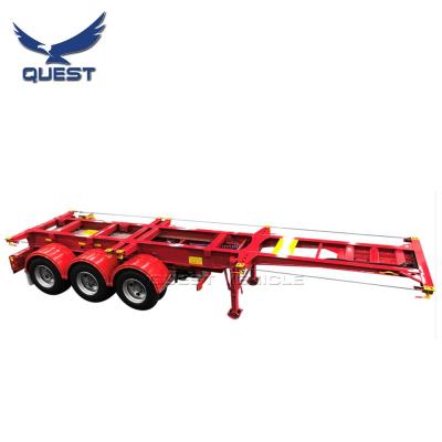 China SEARCH 3 Axle Trailer Truck 40 Feet 40ft Combined Skeleton Semi Trailer Double Chassis Container For Philippines for sale