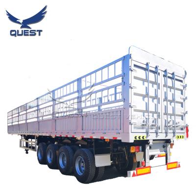 China Truck Trailer 80 Ton Drop Side Wall Fence semi trailer dropside 4 axle 40ft 45ft cargo transport truck trailer for sale for sale