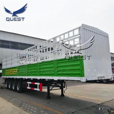 China Barrier Cargo Panels Truck Trailer 4 Axle 50-80 Ton Side Wall Semi Trailer Animal Transport Trailer for sale