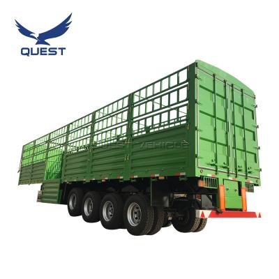 China Factory 4 Axle Bulk Cargo Barrier Truck Trailer Truck Direct Stake Bulk Feed Semi Trailer For Sale for sale