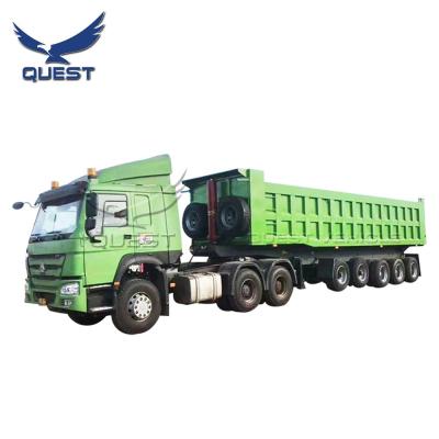 China Bauxite Transport 5 Axles 6 Axle Tipper Rear Dump Truck Semi Trailer Truck For Sale for sale