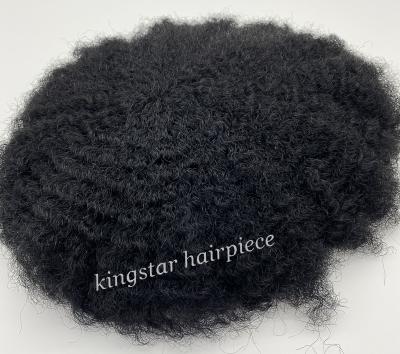 China Natural Afro Wigs 6mm Wave Human Hair Wig Hairpiece, Afro Hairpiece For Color Men Wig Hair Replacement KS-FLA6W1 for sale