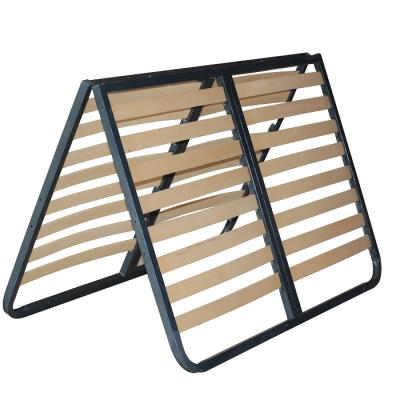 China Hotel King Queen Double Plywood Bed Frame Wooden Metal Slatted Single Bed for sale