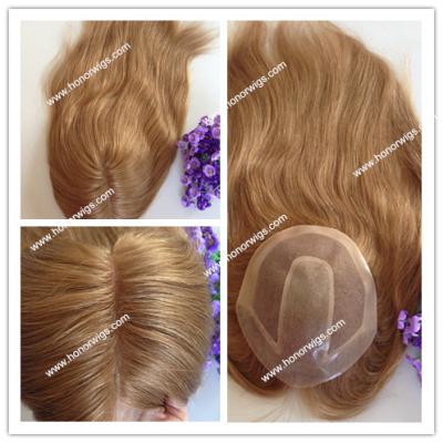 China HONOR Middle Women's Middle Part Women's HT216 Hairpiece Custom Size Custom Order 16inches Swiss Light Brown Color Middle Part Style PU #8 Lace Middle Part for sale