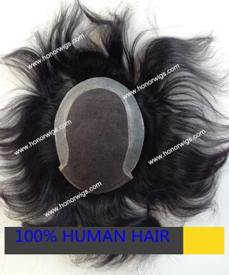 China #1 Color #1 100% Jet Black Human Remy Hair Color Brown Black Swiss Replacement Hair Men's Hairpiece HT210 Lace Up Low Waist Slim PU Can Choose for sale