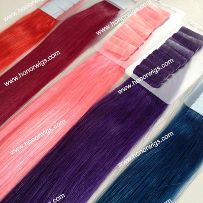 China HX91 100% silky straight wave hair pink color 20