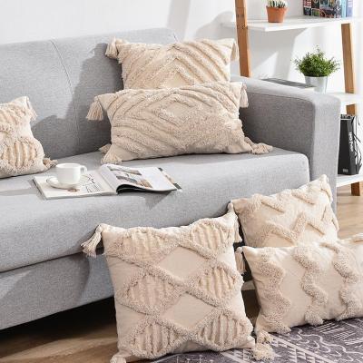 China Decorative Geometric Pillow Cover Anti-pilling Cushion Cover Cotton Moroccan Tufted Linen Sofa Covers Boho Decor Pillow Case For Home for sale