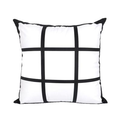 China Viable 9 Panel Blank Black White Sublimation Cygnus Pillow Case Cushion Cover for sale