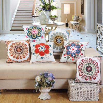 China Deepking Viable Classic Embroidery Cotton Geometric Sofa Cushion Cover Wholesale Pillow Case for sale