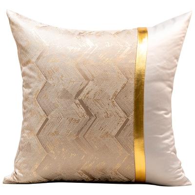 China High Quality Viable Luxury Abstract Jacquard Throw Pillow Cover Nordic Cushion Cover Collections With Gold Stripe for sale