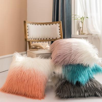 China Sustainable Decorative Luxury Plush Series Faux Mongolian Fur Sofa Cushion Cover for sale