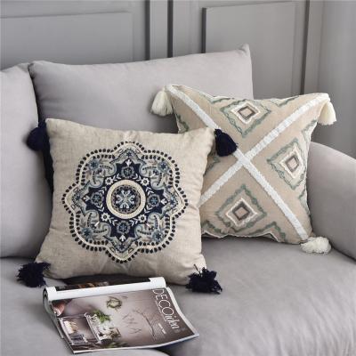 China Anti-Static Cygnus Acorn Flower Embroidered Sofa Cushion Cover Geometric Diamond Embroidered Tile for sale