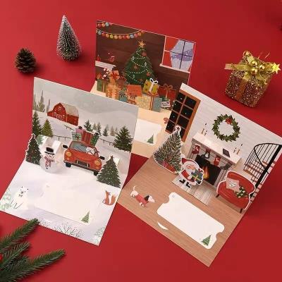 China Custom Europe Printing Paper Christmas Tree Greeting Pop Up Cards for sale