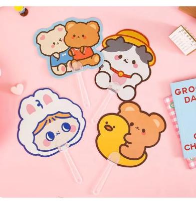 China Fans kawayi cute summer logo custom plastic with handle pp hand fan for sale