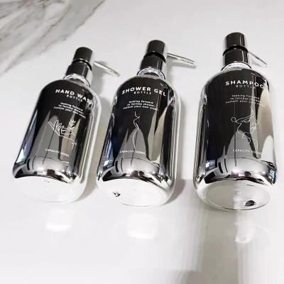 China Plastic Plating Household Products Hand Wash Liquid Shampoo And Conditioner Body Shower Bottles Luxury for sale