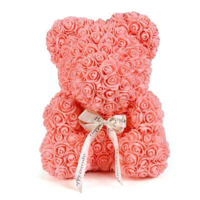 China Bear Made In Bulk Artificial Foam 25CM 40CM Rose Floral Eternal China Decor Heart Internal Heart Teddy Bear Bears Gift With Box for sale