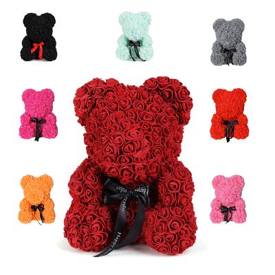 China Bear Christmas Gift Ladies Flower Bears 25cm 40cm 60cm 70cm Customize Size PE Preserved Real Teddy Bear For Promotion for sale